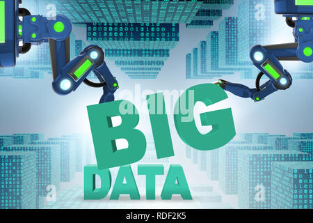 Big data concept with robotic arms - 3d rendering Stock Photo