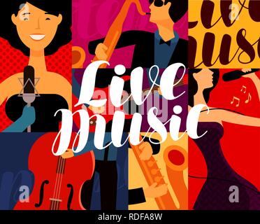 Live music poster. Musical festival concept. Vector illustration Stock Vector