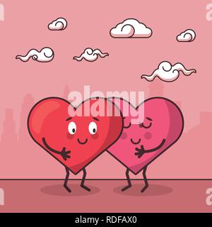 love hearts couple cartoon Stock Vector