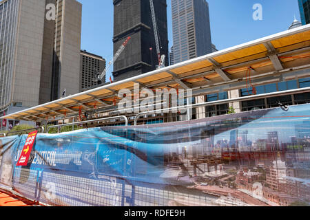 Construction of the Sydney CBD light rail project continues into 2019 at Circular Quay in Sydney city centre,Sydney,Australia Stock Photo