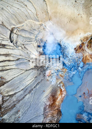 Seltun, Geothermal Area, Krysuvik, Iceland. Geothermal area bubbling with hot springs, mud pots, and solfataras. Stock Photo