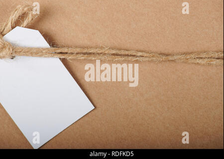 White paper label on brown clean cartoon background Stock Photo