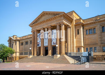 Sydney, Australia - January 8, 2019: facade of public library of new south wales, a large heritage-listed special collections, reference and research  Stock Photo