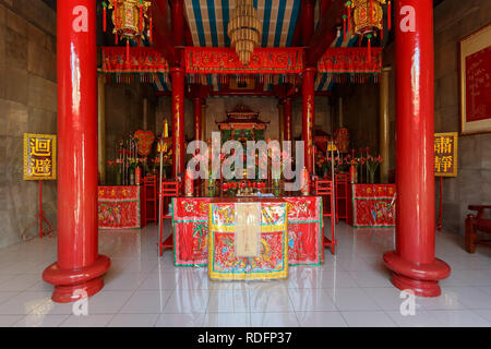 Manado, Indonesia - August 04 2015: Shrine on Klenteng Kwan Kong Temple, one of the oldest temple in Manado which was founded in 1819. Stock Photo