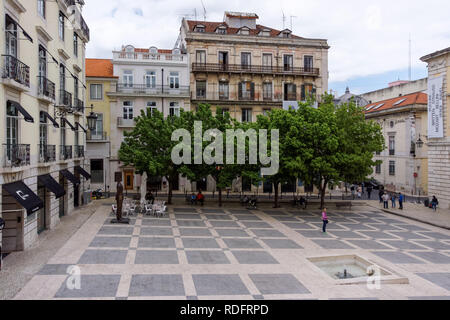 Largo de Sao Carlos square in Lisbon, Portugal Stock Photo