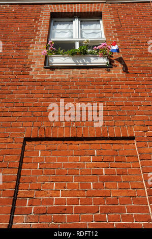 18.09.2014, Potsdam, Brandenburg, Germany, Europe - Facade of a refurbished red-brick building in the Dutch Quarter. Stock Photo