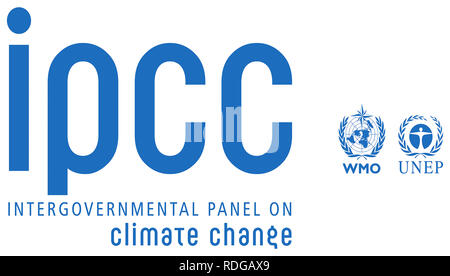 Logo of the Intergovernmental Panel on Climate Change IPCC with seat in Geneva - Switzerland. Stock Photo