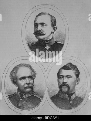 Julius Hartwig Friedrich von Hartmann, 1817-1873, Royal Prussian general of the cavalry on the left, Hugo von Obernitz, Stock Photo