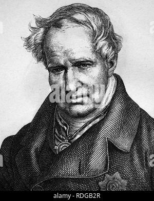 Alexander von Humboldt, German naturalist, 1769 - 1859, portrait, historic illustration, 1880 Stock Photo