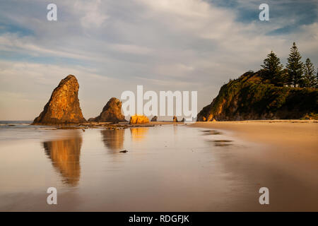 Famous Glasshouse Rocks in evening light. Stock Photo