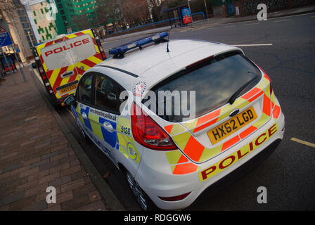 Back of Police Car, Portsmouth, UK. Stock Photo