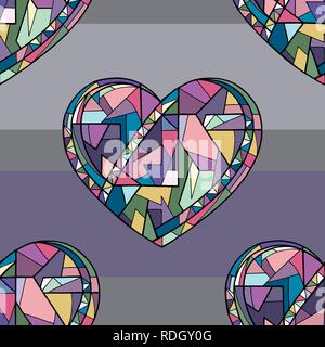 Hearts hand drawn vector seamless pattern. Valentines day holidays background. Love texture for surface design, textile, wrapping paper, wallpaper, ph Stock Vector