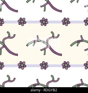 Abstract branches with flowers hand drawn vector seamless pattern. Spring nature drawing background. Stylish texture for surface design, textile, wrap Stock Vector