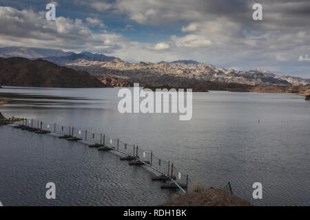 Davis Dam Hydroelectric Dam on the Colorado River near Laughlin, Nevada and Bullhead City, Arizona Stock Photo