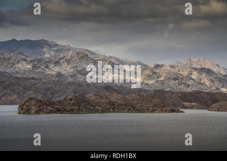 Davis Dam Hydroelectric Dam on the Colorado River near Laughlin, Nevada and Bullhead City, Arizona Stock Photo