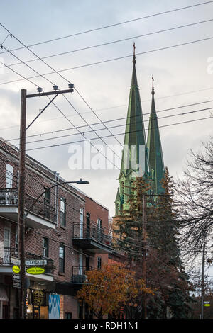 MONTREAL, CANADA - NOVEMBER 6, 2018: Eglise Sainte Cecile church, a catholic monument, in the center of Villeray district, in Montreal, Quebec, during Stock Photo