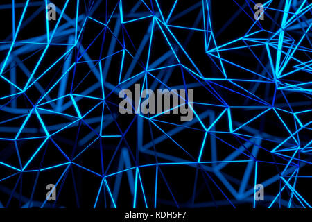 Close-up Of Abstract Blue Polygonal Surface On Blue Background Stock Photo