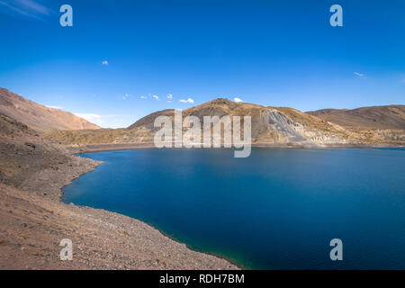 Embalse el Yeso Dam at Cajon del Maipo - Chile Stock Photo