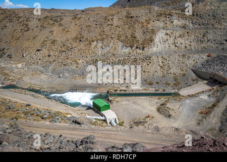 Embalse el Yeso Dam at Cajon del Maipo - Chile Stock Photo