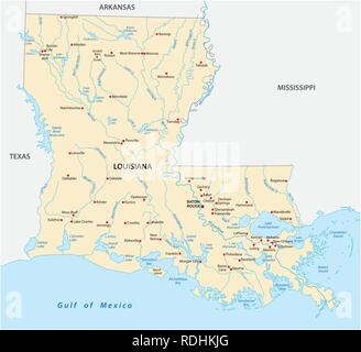 Vector Map of the U.S. state of Louisiana Stock Vector