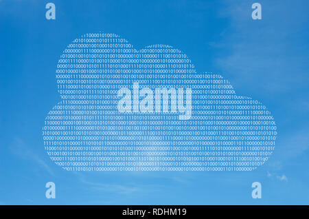 Cloud Computing in Code Against a Blue Sky Stock Photo