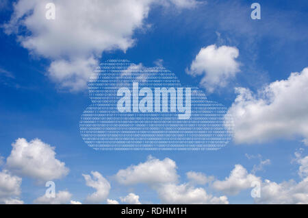 Cloud Computing in Code Against a Blue Sky Stock Photo