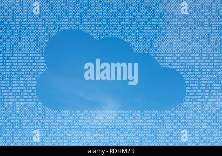 Cloud Computing in Code Against a Blue Sky Stock Photo