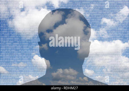 Cloud Computing in Code Against a Blue Sky Stock Photo
