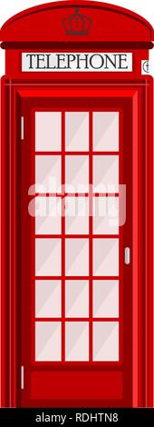 Street phone booth isolated on white background. Typical telephone box. Vector illustration, EPS10. Stock Vector