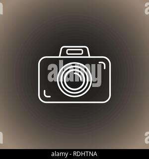 Outline photo camera icon on black/dark gray and beige gradient background. Vector illustration, EPS10. Stock Vector