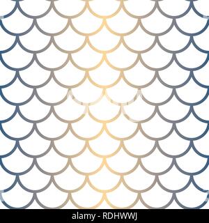 Vector fish scale repeat seamless pattern in yellow and purple gradient. Mermaid style seamless background on soft pastel color palette gradient. Stock Vector