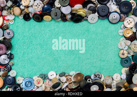 button background still life with space for type, sewing, crafts, Stock Photo