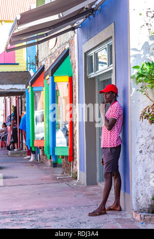 Street scene in downown St John's, Antigua, in the  Caribbean Stock Photo