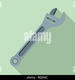 Car adjustable wrench icon. Flat illustration of car adjustable wrench vector icon for web design Stock Vector