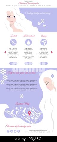 Beauty salon website template. Stock Vector