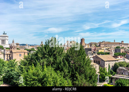 Rome, Italy - 24 June 2018: The cityscape skyline of Rome viewed from Palatine hill,Roman Forum, Tomb of unknown soldier Stock Photo