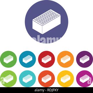 Brick icons set vector color Stock Vector