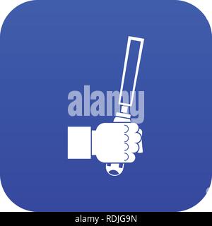 Chisel tool in man hend icon digital blue Stock Vector