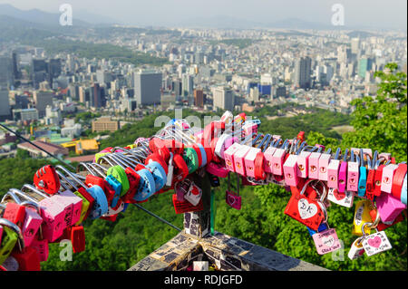 Love key locks at Namsan Tower is the traditional way of symbolic that ...