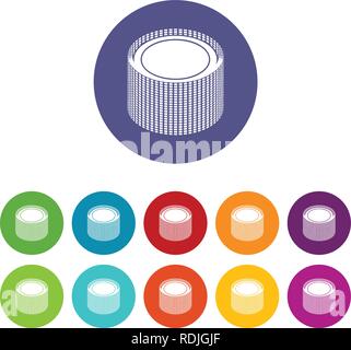 Building roll net icons set vector color Stock Vector