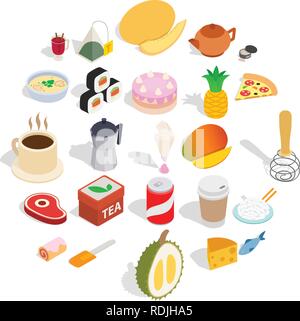 Mastery of cooking icons set, isometric style Stock Vector