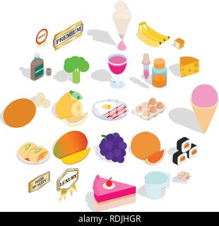 Tasty pie icons set, isometric style Stock Vector