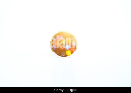 Top view of colors in box. Isolated on the white background. Stock Photo