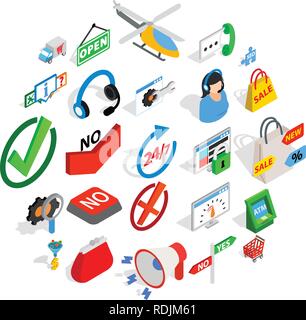 Auction icons set, isometric style Stock Vector