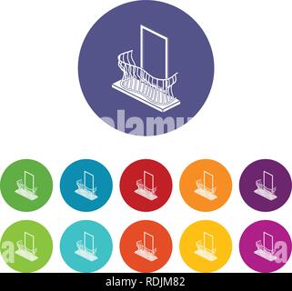 Stylish balcony icons set vector color Stock Vector