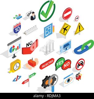 Resolution icons set, isometric style Stock Vector