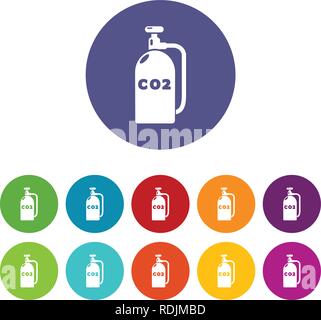 Paintball carbon dioxide icons set vector color Stock Vector