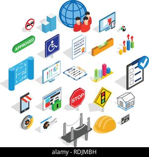 Resolve icons set, isometric style Stock Vector