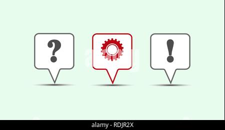 3 speech bubble contours - question, gear and answer Stock Vector