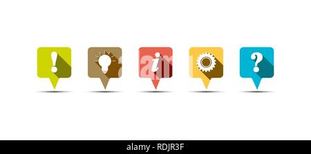 5 long shadow speech bubbles for apps and sites Stock Vector